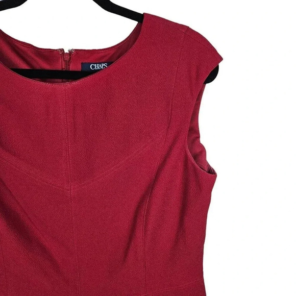 Chaps Red Polyester Crepe Cap Sleeve A Line Classic Dress Size 14 - Picture 4 of 10